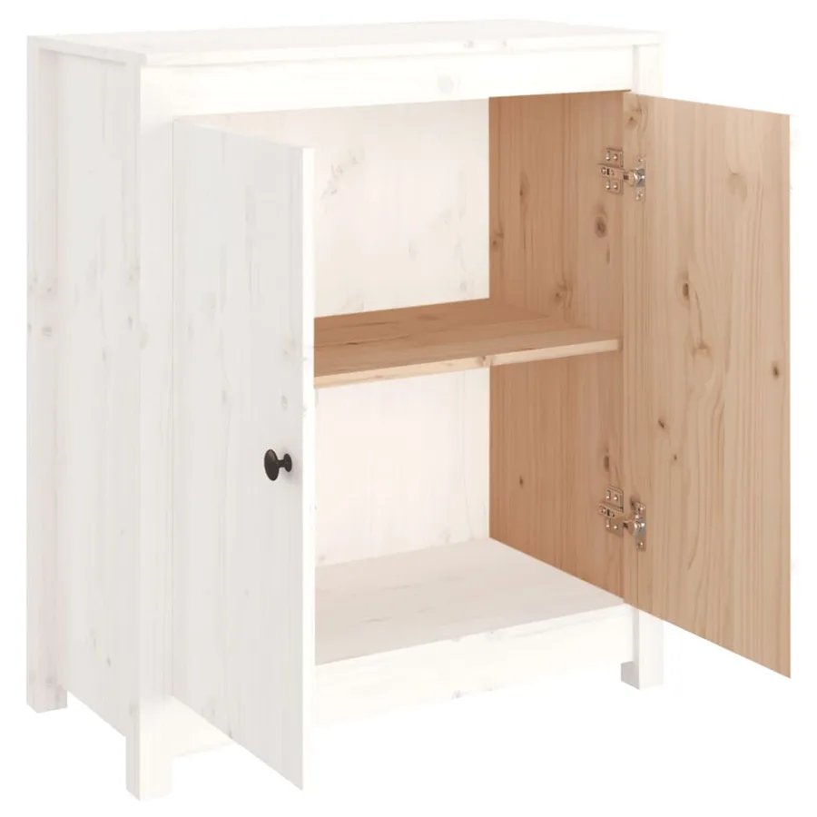 Buffet blanc 70x35x80 cm bois massif de pin - 5