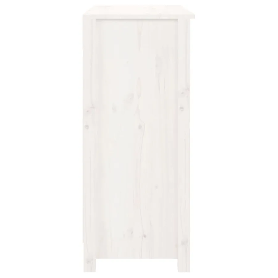 Buffet blanc 70x35x80 cm bois massif de pin - 6