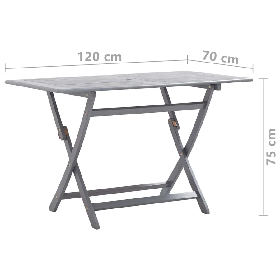Ensemble à manger de jardin 5 pcs Bois d'acacia massif Gris - 11