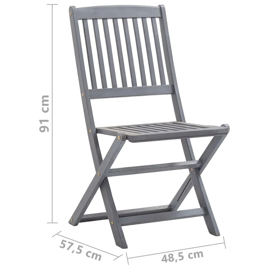 Ensemble à manger de jardin 5 pcs Bois d'acacia massif Gris - 12
