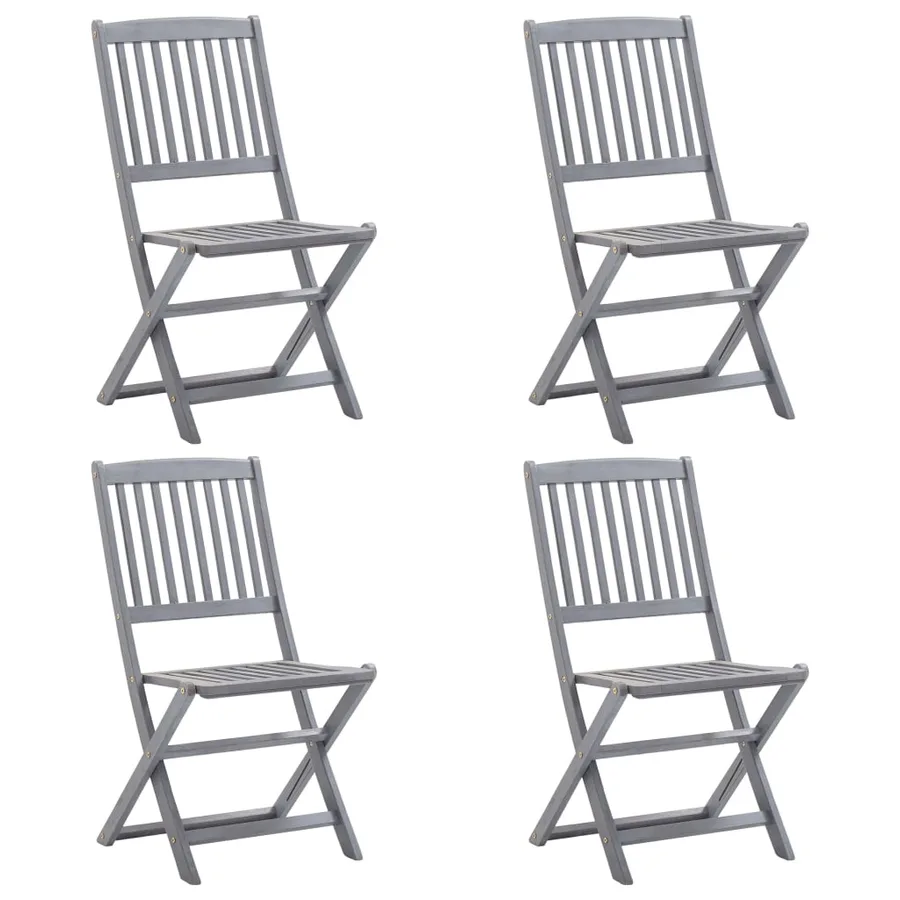 Ensemble à manger de jardin 5 pcs Bois d'acacia massif Gris - 7