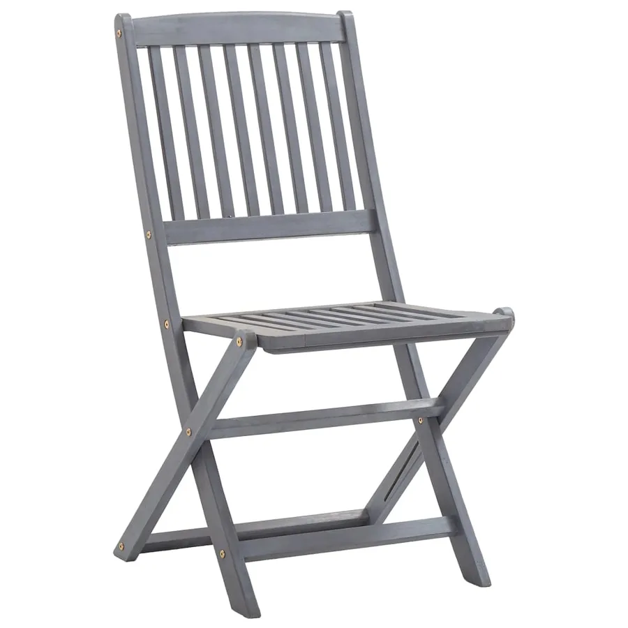 Ensemble à manger de jardin 5 pcs Bois d'acacia massif Gris - 8