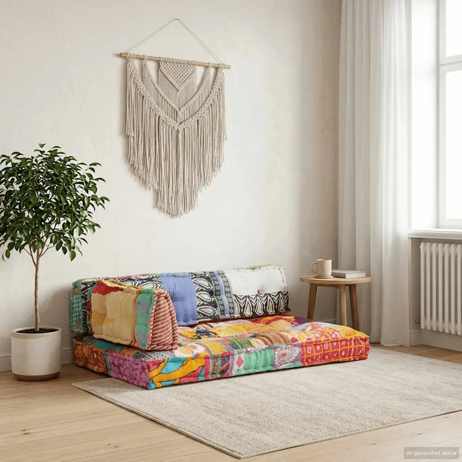 Coussin de canapé palette Multicolore Tissu Patchwork