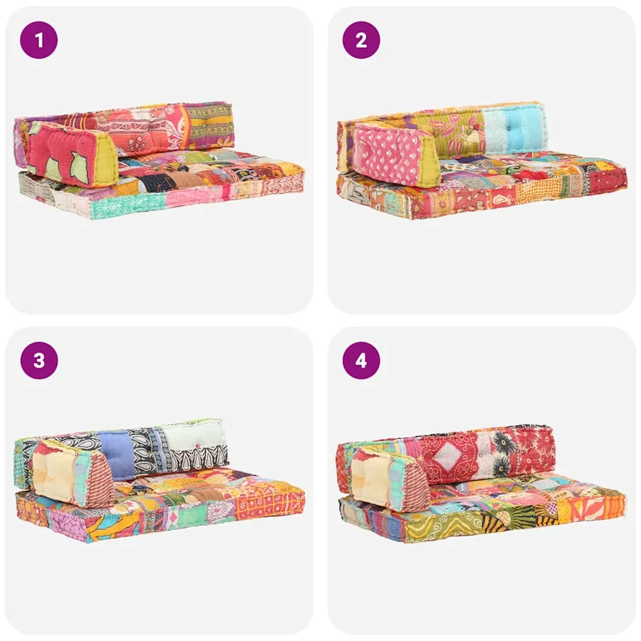 Coussin de canapé palette Multicolore Tissu Patchwork - 5