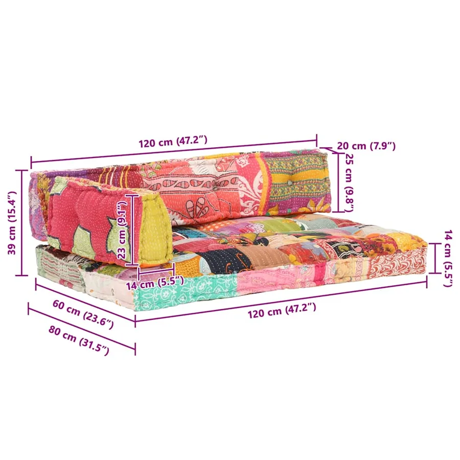 Coussin de canapé palette Multicolore Tissu Patchwork - 8