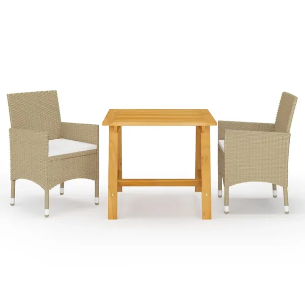 Ensemble à manger de jardin 3 pcs Beige