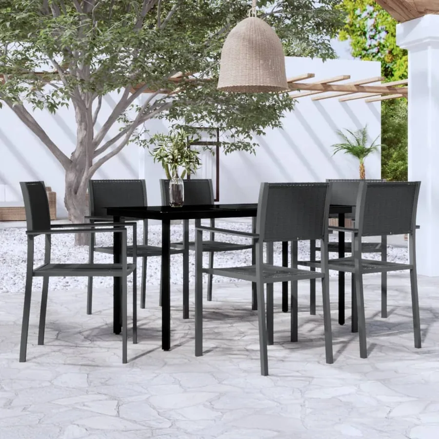 Ensemble à manger de jardin 7 pcs Noir