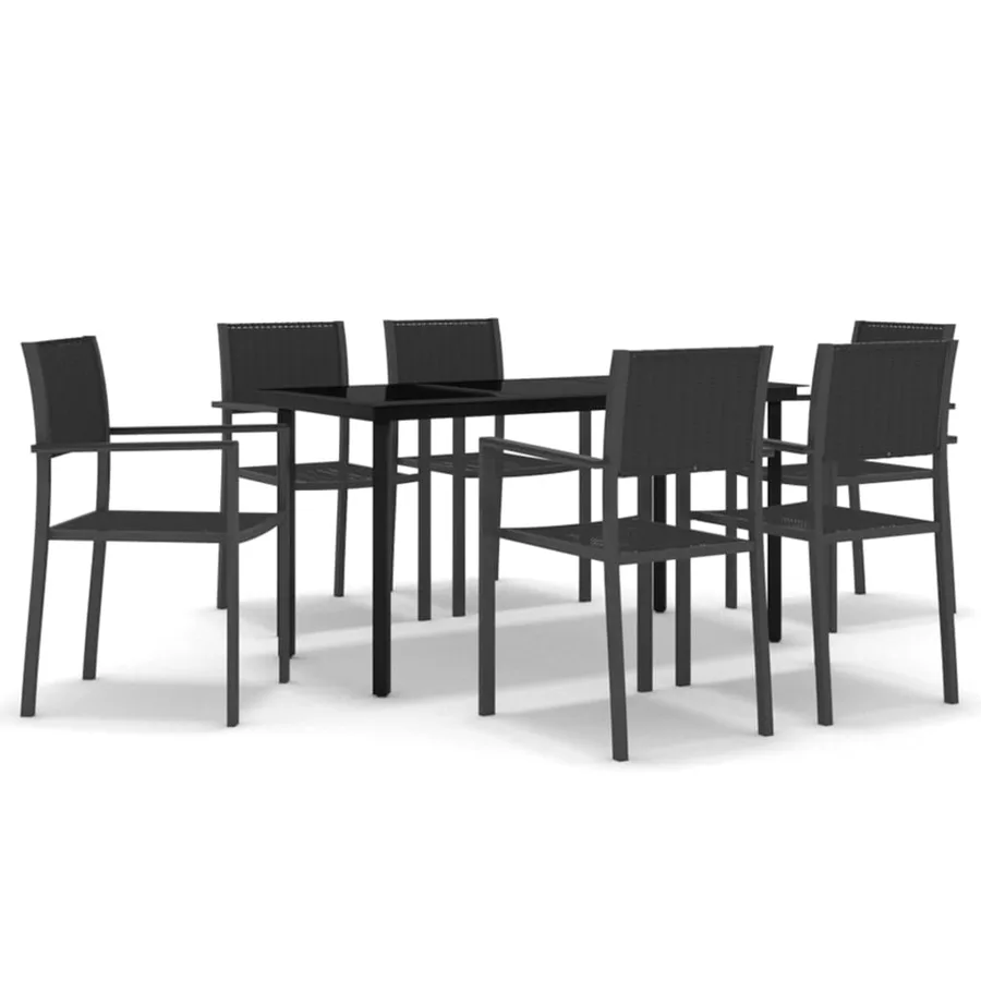 Ensemble à manger de jardin 7 pcs Noir - 2