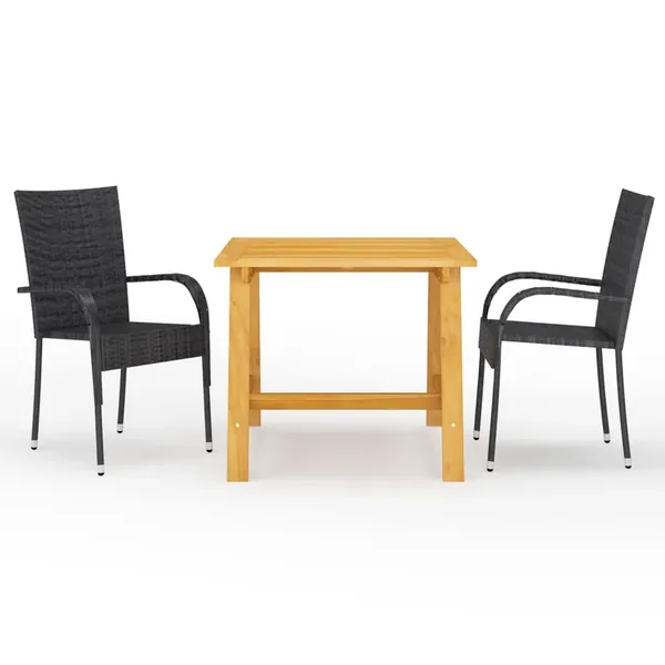Ensemble à manger de jardin 3 pcs Noir