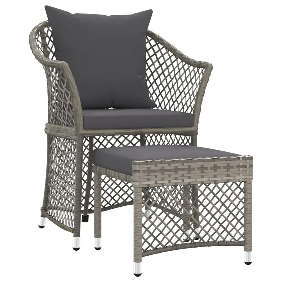Salon de jardin 2 pcs avec coussins Gris Résine tressée - 2