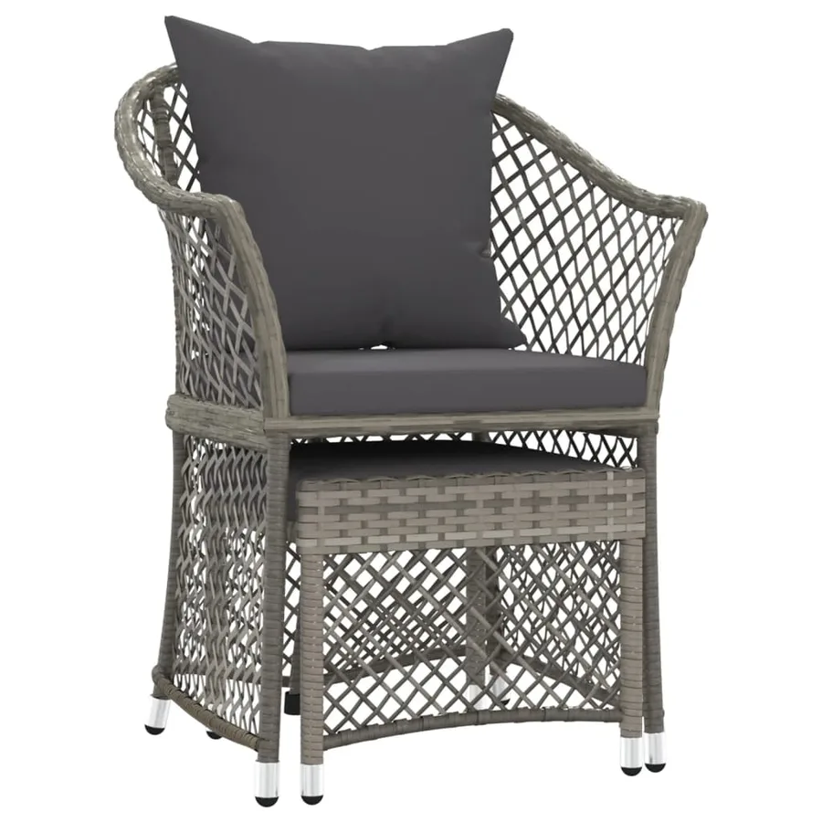Salon de jardin 2 pcs avec coussins Gris Résine tressée - 3