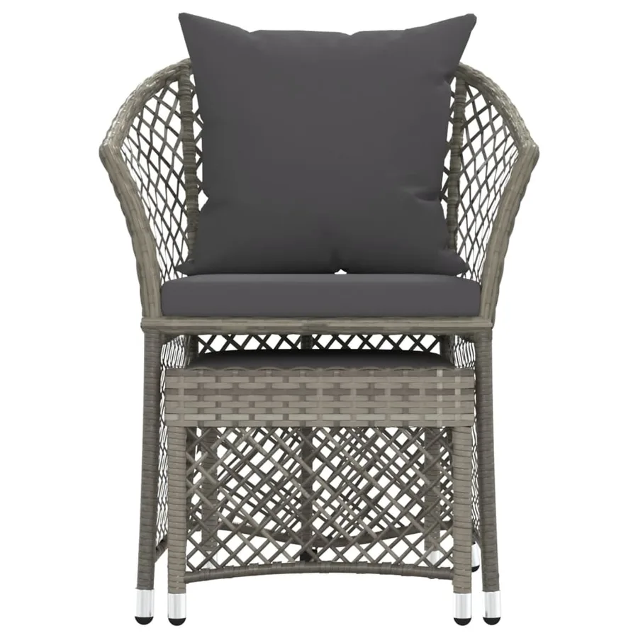 Salon de jardin 2 pcs avec coussins Gris Résine tressée - 4