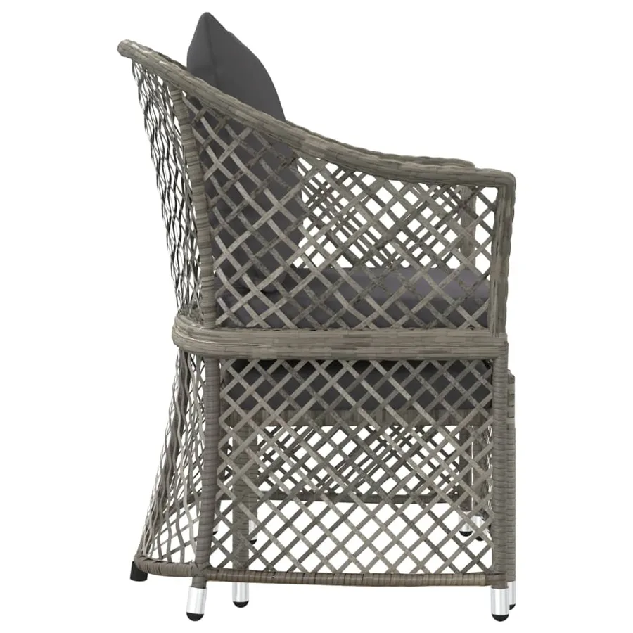 Salon de jardin 2 pcs avec coussins Gris Résine tressée - 5