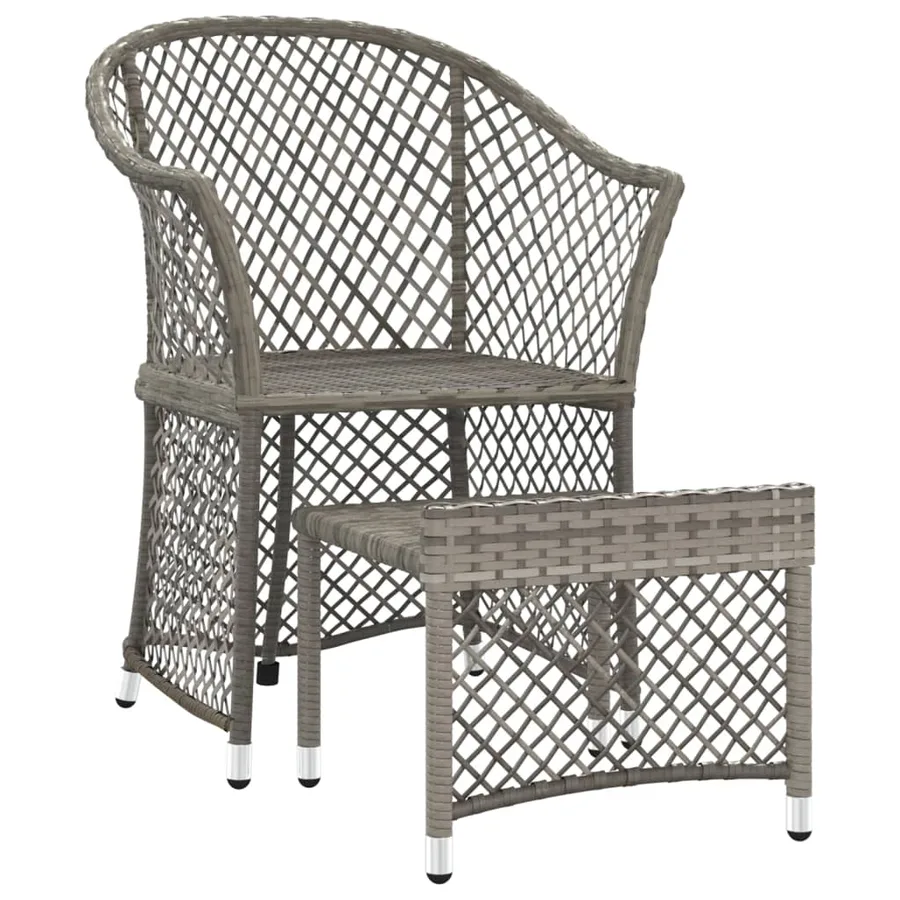Salon de jardin 2 pcs avec coussins Gris Résine tressée - 7