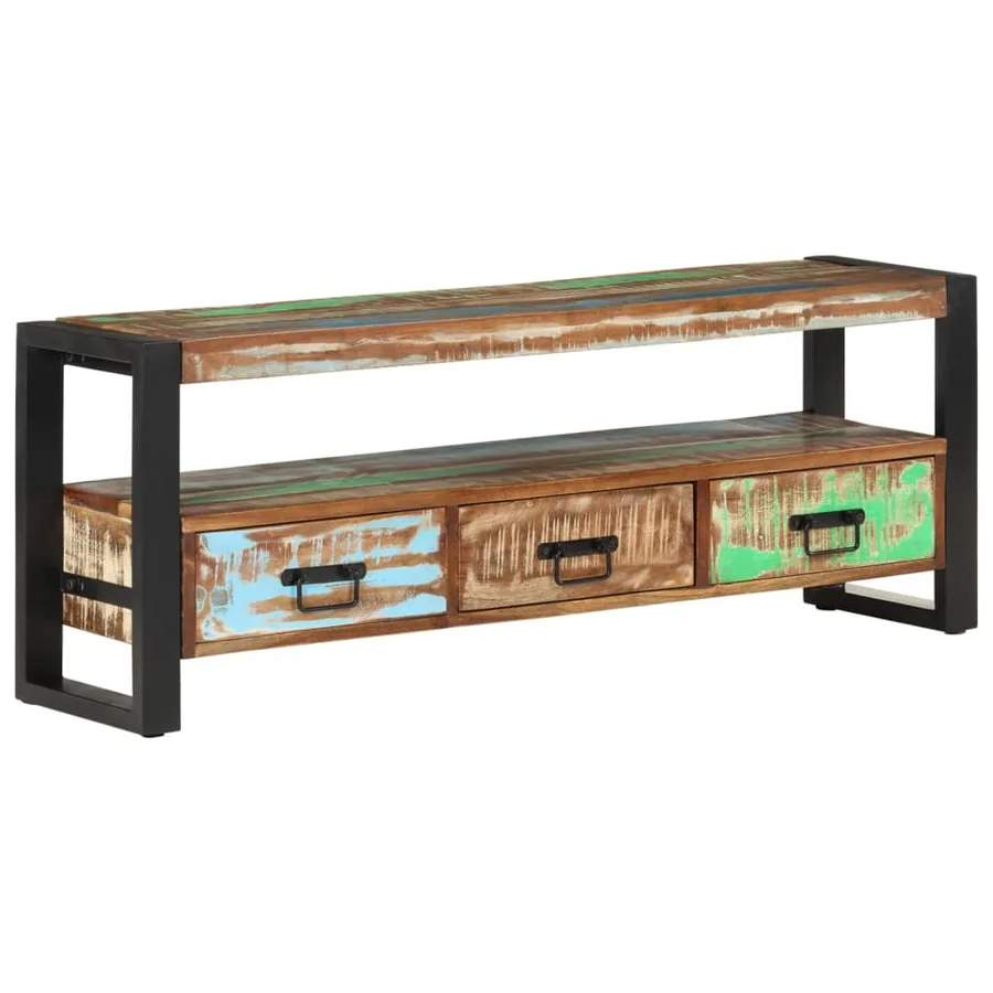 Meuble TV 120x30x45 cm Bois massif de récupération - 10