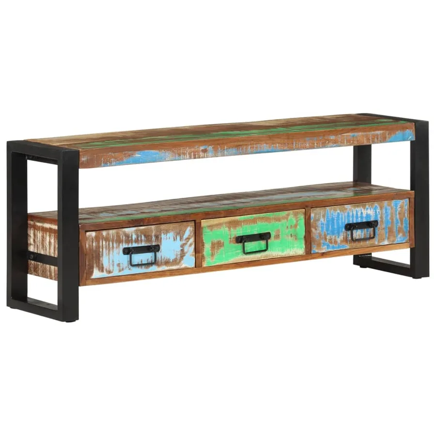 Meuble TV 120x30x45 cm Bois massif de récupération - 11