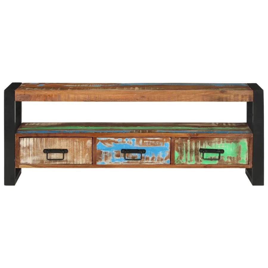 Meuble TV 120x30x45 cm Bois massif de récupération - 2