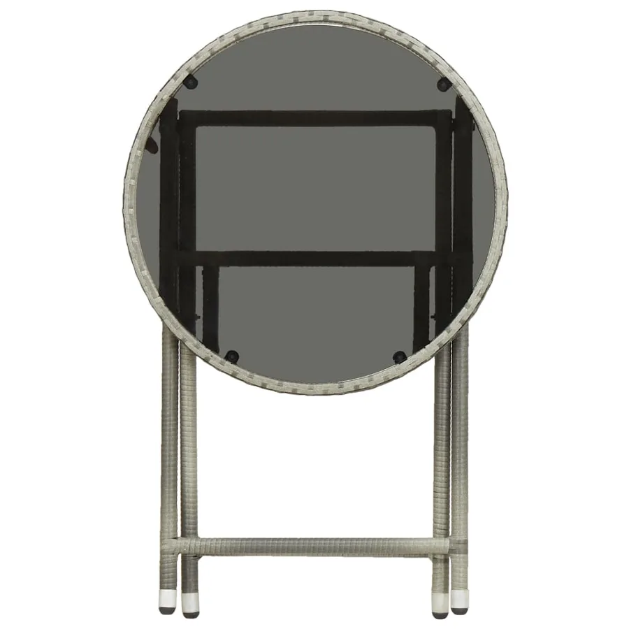 Table à thé Gris 60 cm Résine tressée et verre trempé - 5