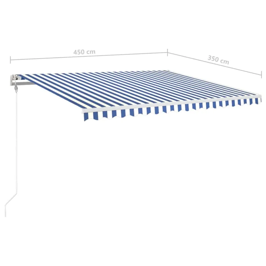 Auvent automatique capteur de vent LED 450x350 cm Bleu et blanc - 10