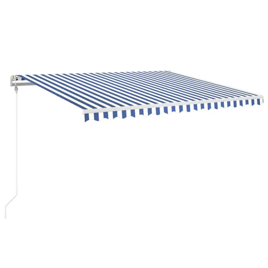 Auvent automatique capteur de vent LED 450x350 cm Bleu et blanc - 2