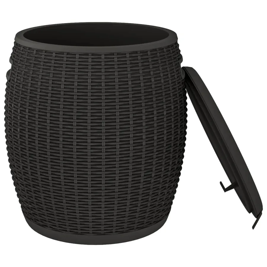 Boîte de rangement de jardin 4 en 1 noir polypropylène - 4