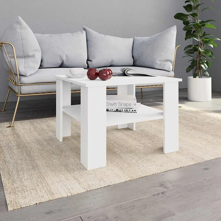 Table basse Blanc 60x60x42 cm Bois d’ingénierie