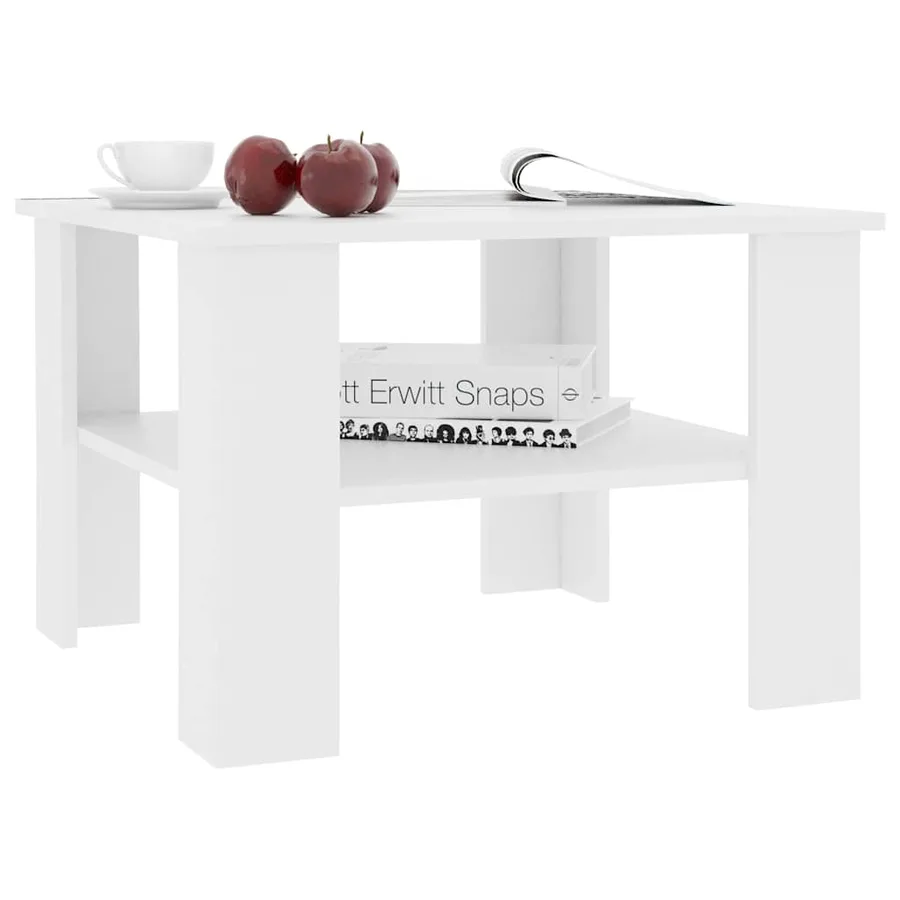 Table basse Blanc 60x60x42 cm Bois d’ingénierie - 3