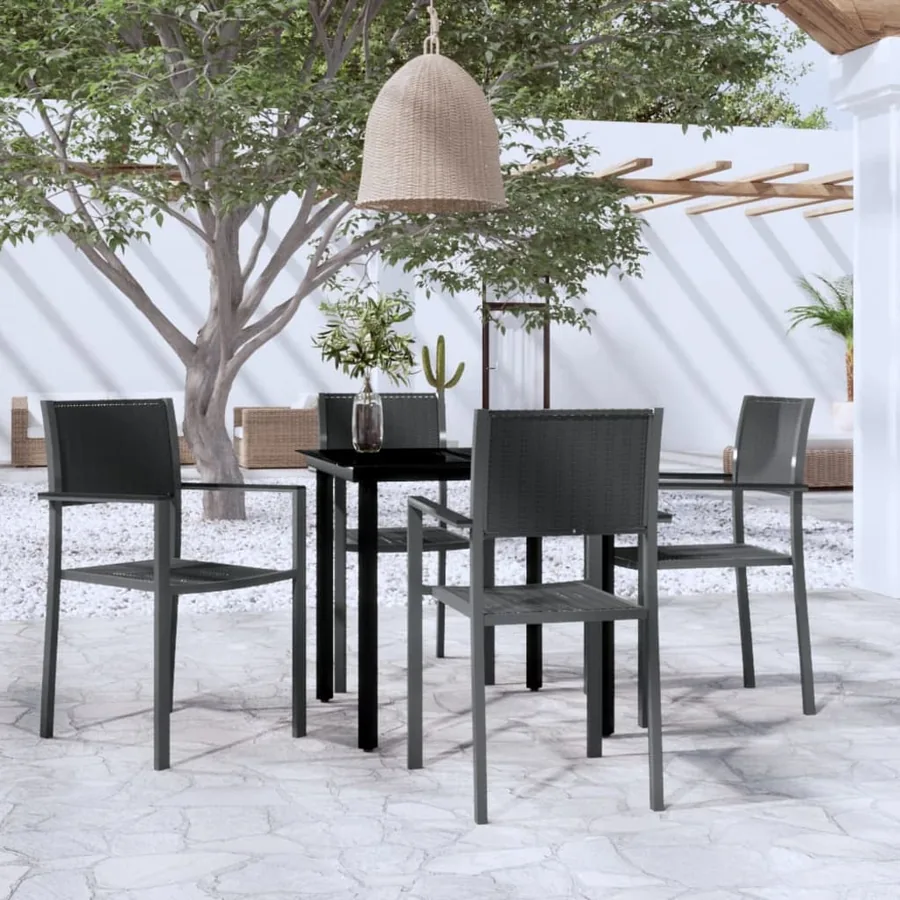 Ensemble à manger de jardin 5 pcs Noir
