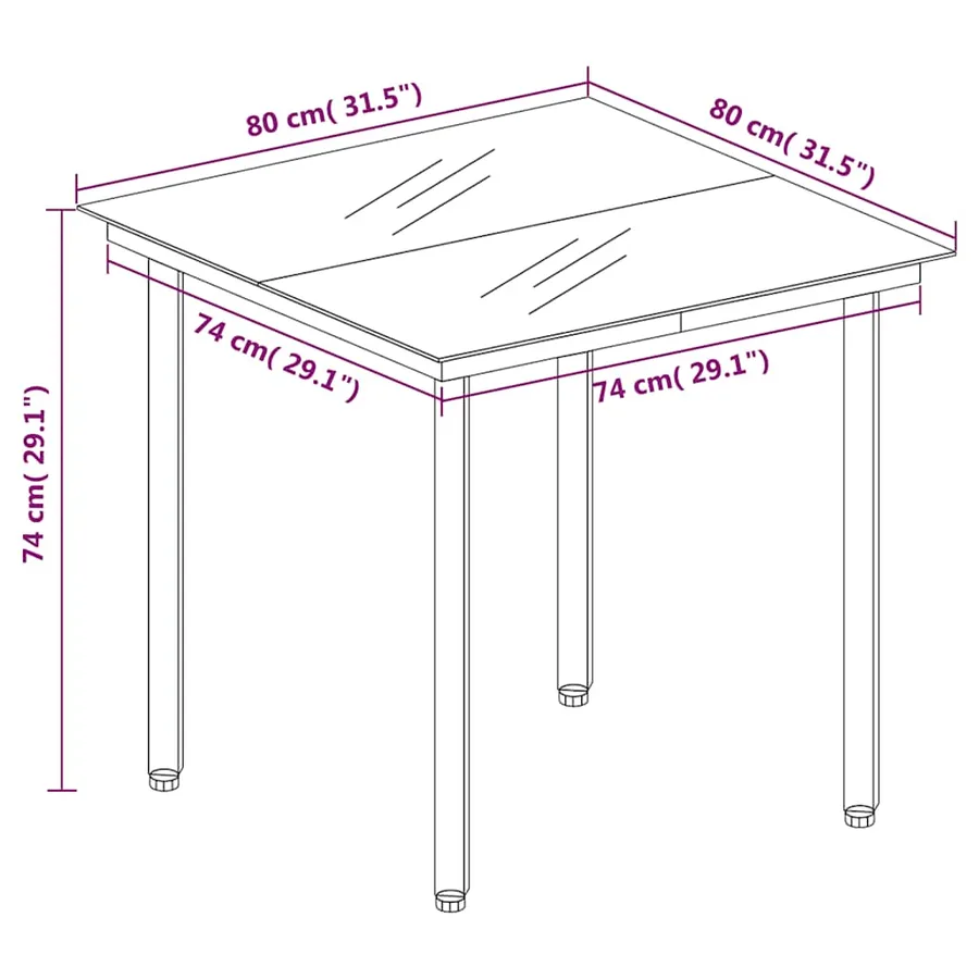 Ensemble à manger de jardin 5 pcs Noir - 14