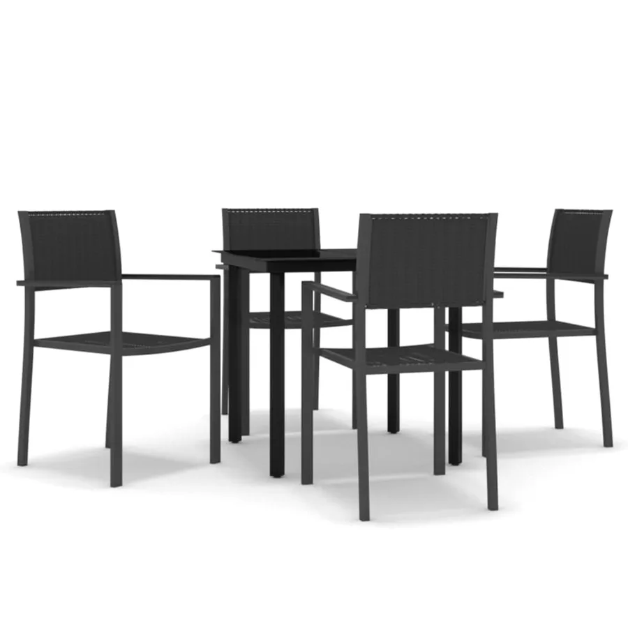 Ensemble à manger de jardin 5 pcs Noir - 2
