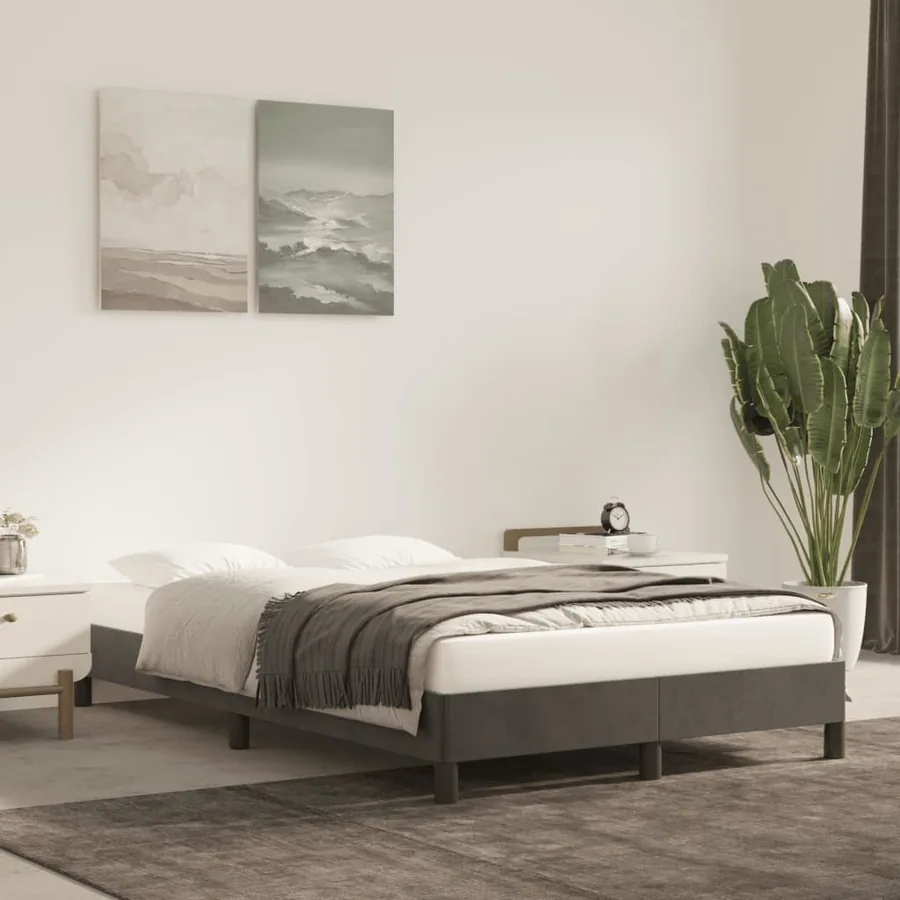 Cadre de lit sans matelas gris foncé 120x200 cm velours