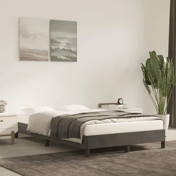 Cadre de lit sans matelas gris foncé 120x200 cm velours