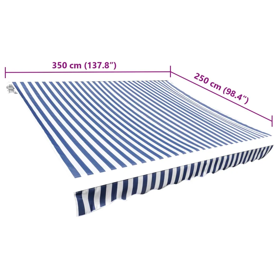 Tissu de remplacement pour auvent bleu et blanc 3,5x2,5 m polyester - 5