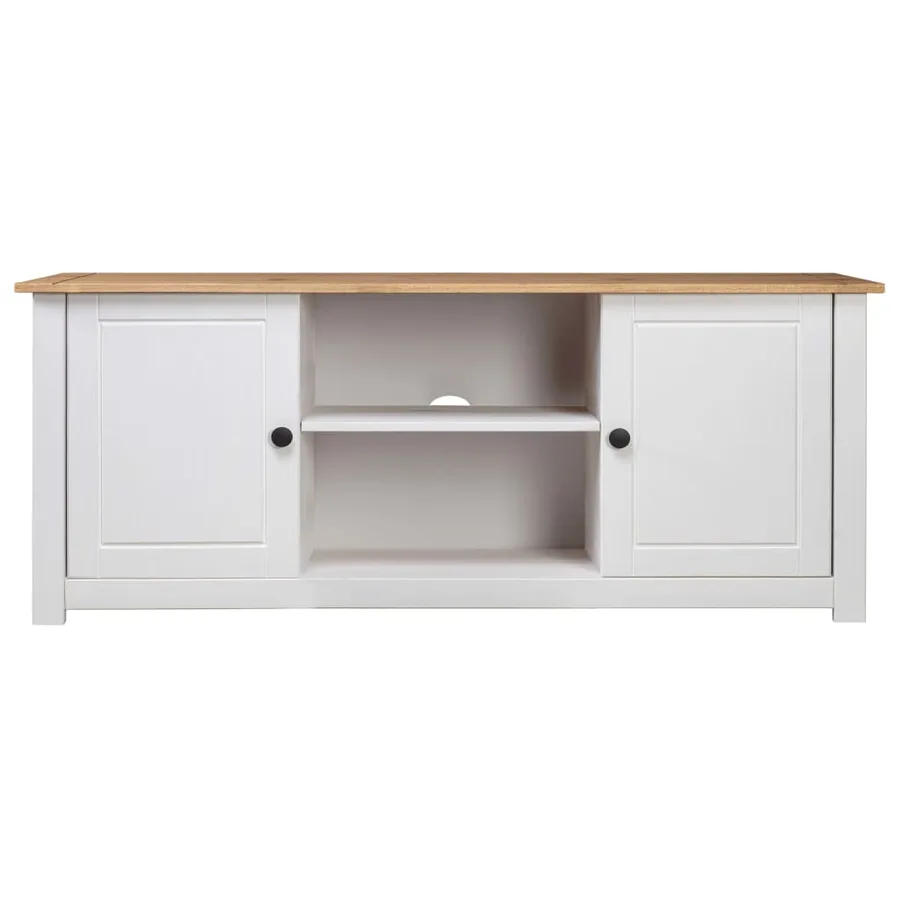 Meuble TV Blanc 120x40x50 cm Bois de pin massif Gamme Panama - 2