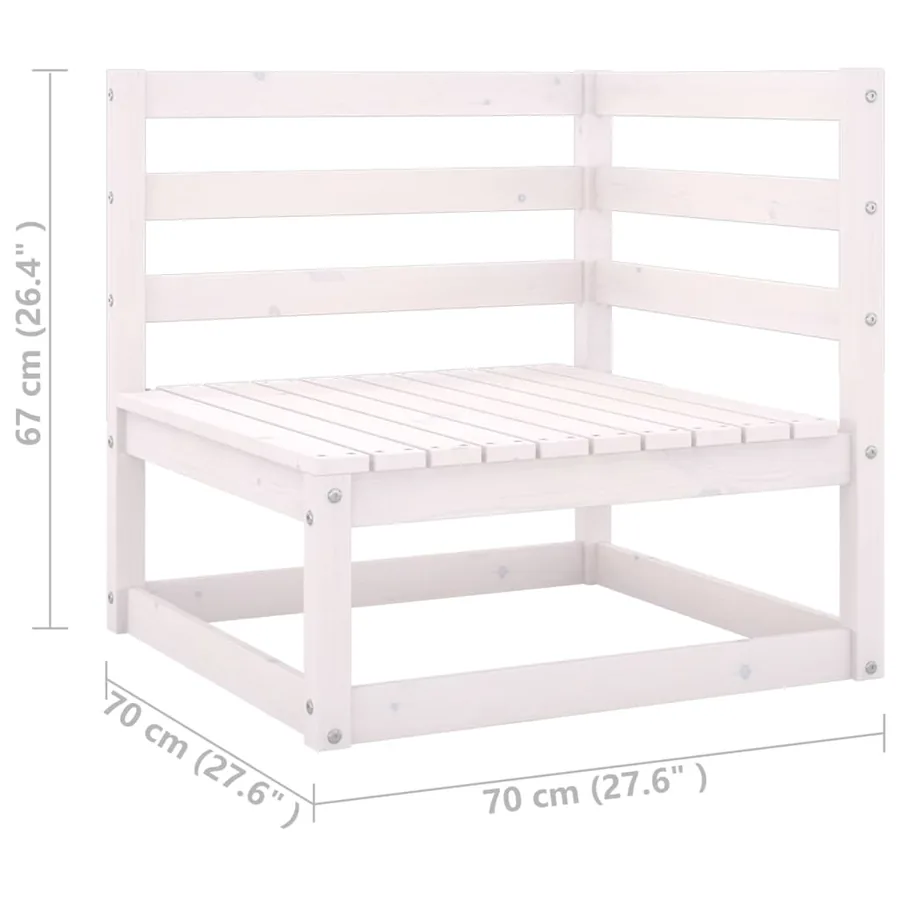 Salon de jardin avec coussins 6 pcs blanc bois de pin massif - 8