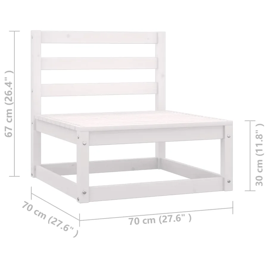 Salon de jardin avec coussins 6 pcs blanc bois de pin massif - 9