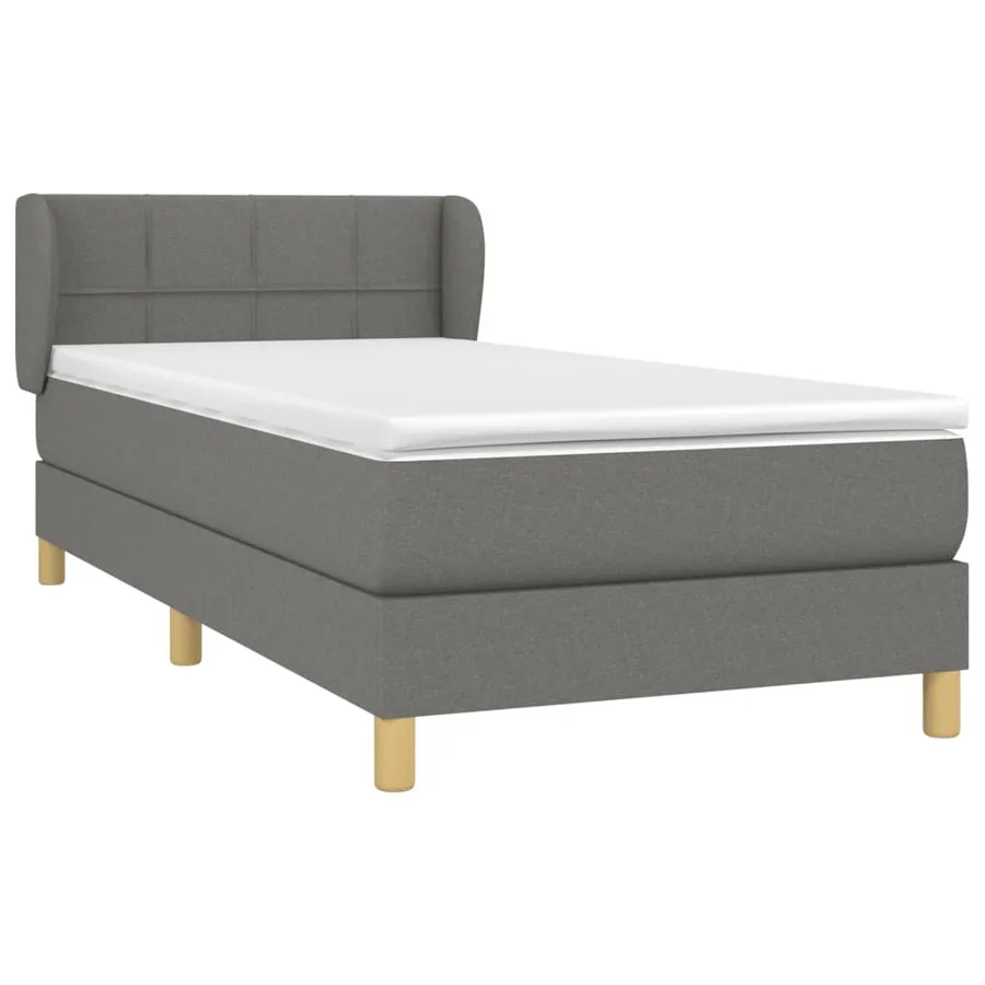Sommier à lattes de lit avec matelas Gris foncé 90x200 cm Tissu - 3