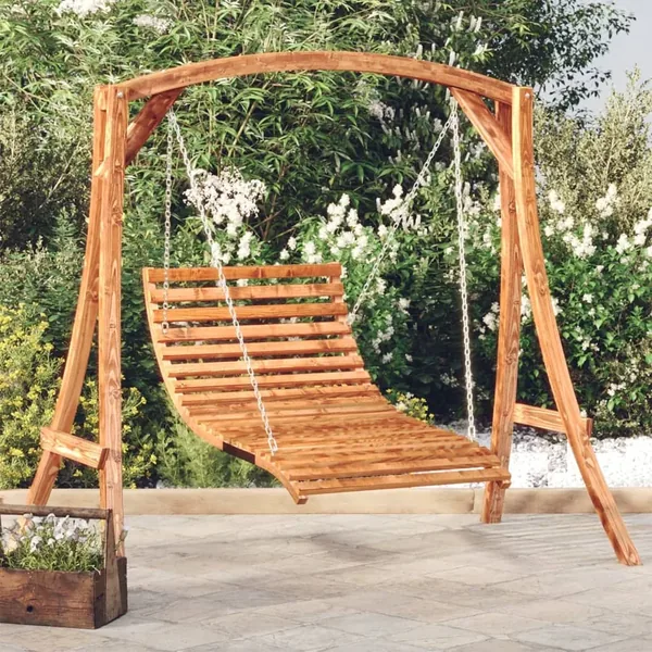 Lit balançoire Bois courbé avec finition en teck 115x147x46 cm