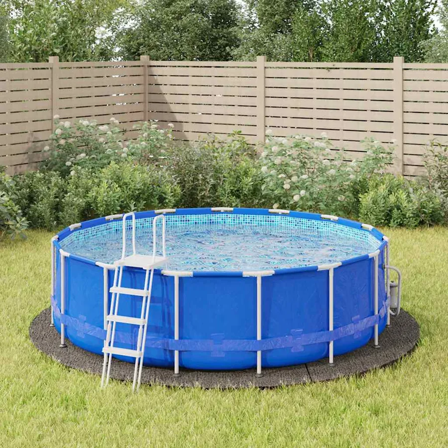 Bâche de piscine gris clair Ø396 cm géotextile polyester