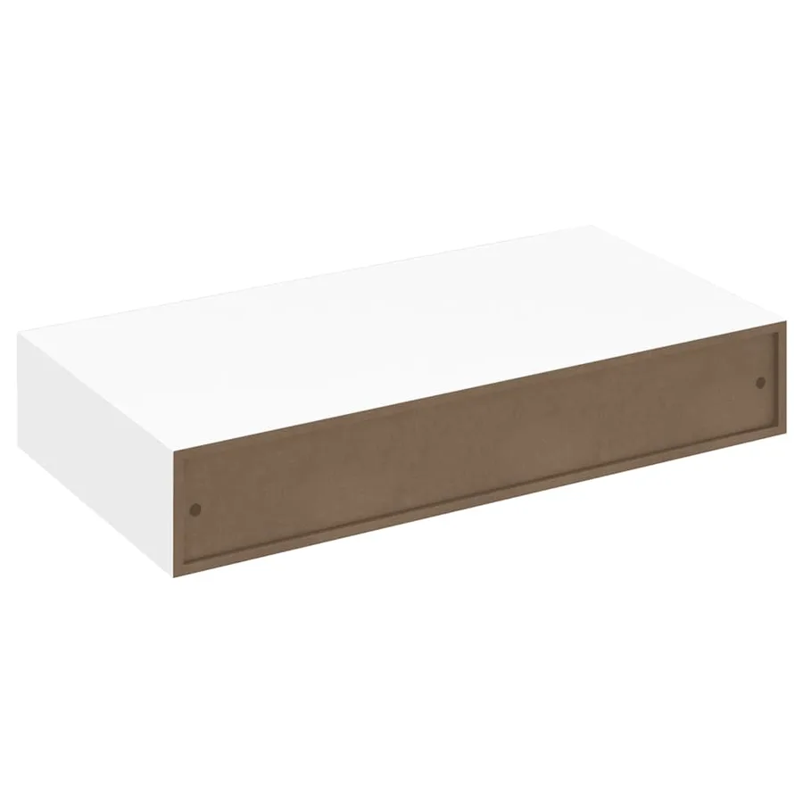 Étagère murale avec 1 tiroir MDF Blanc Rangement de livres/DVD - 6