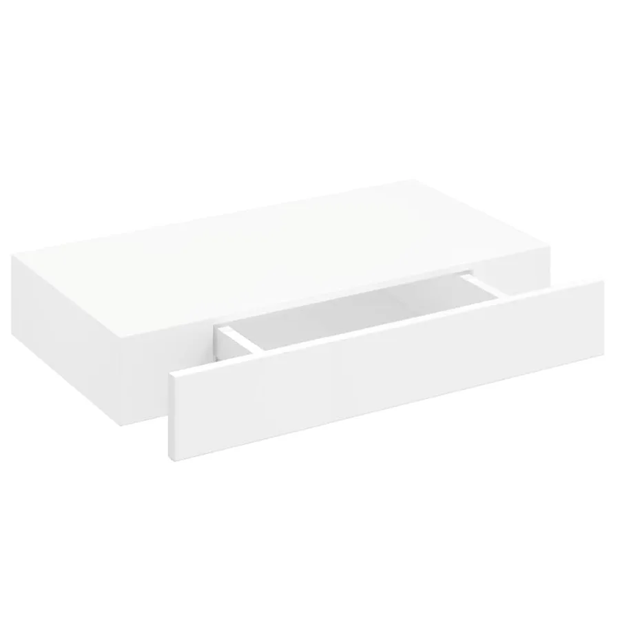 Étagère murale avec 1 tiroir MDF Blanc Rangement de livres/DVD - 7