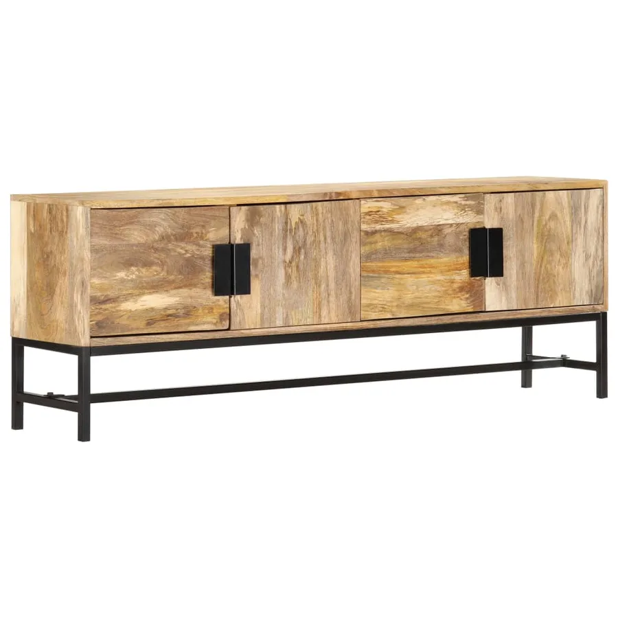 Meuble TV 140x30x50 cm Bois massif de manguier - 12
