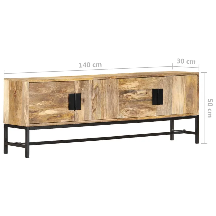 Meuble TV 140x30x50 cm Bois massif de manguier - 9
