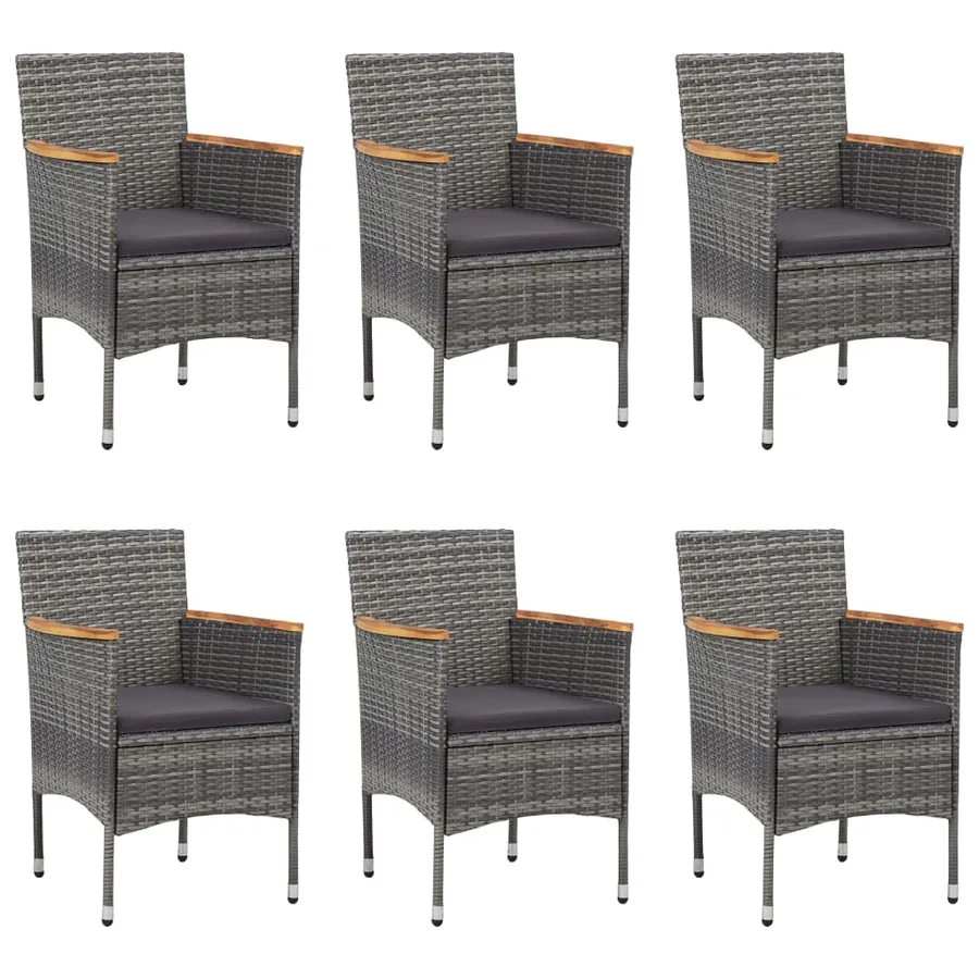 Ensemble à manger de jardin 7 pcs Résine tressée Gris - 3