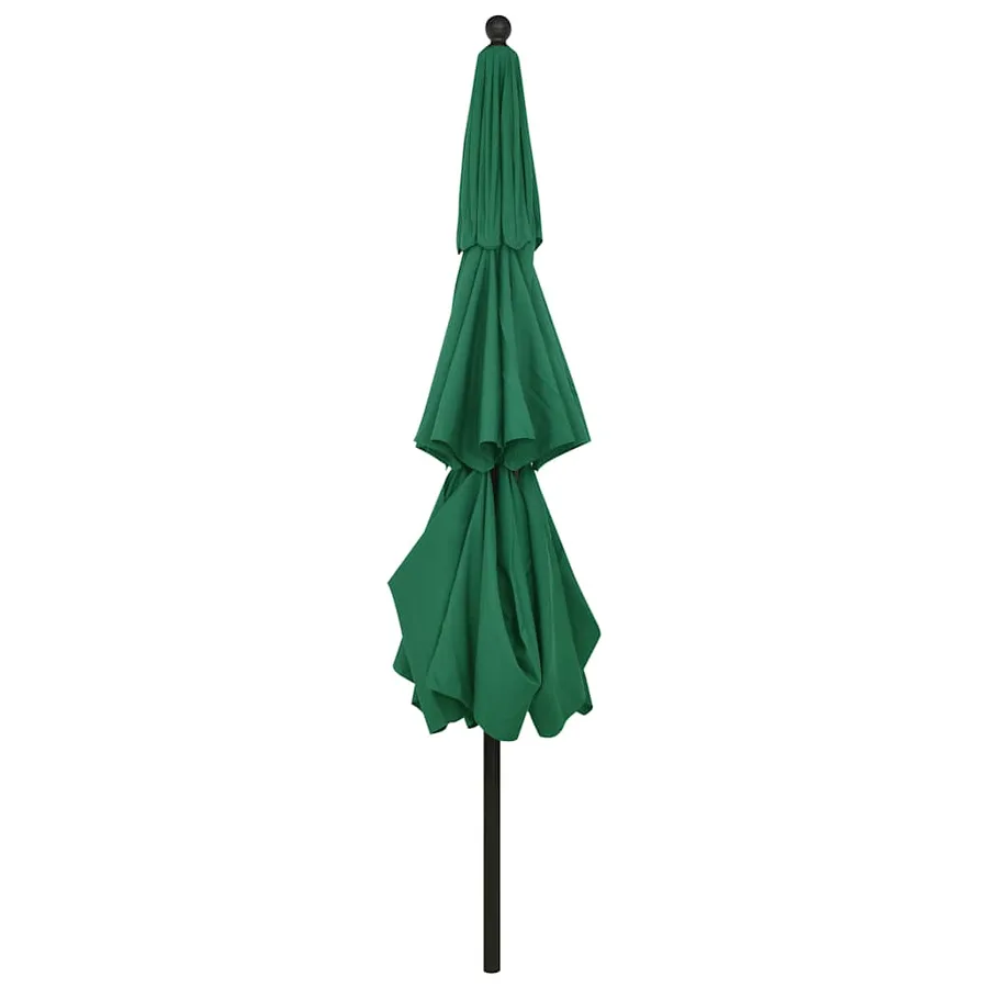 Parasol de jardin à 3 niveaux avec mât en aluminium vert 3,5 m - 4