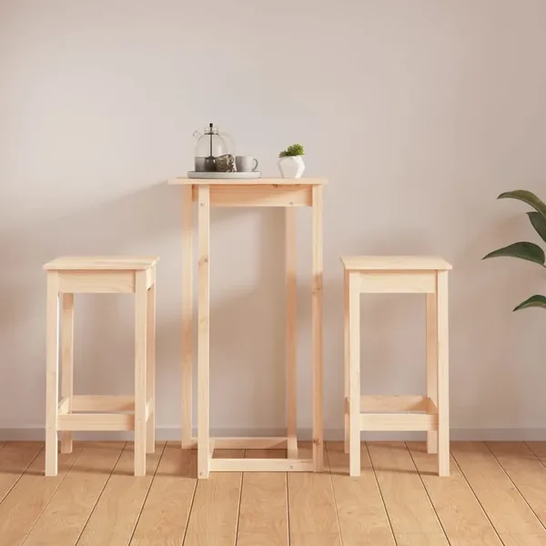 Ensemble de bar 3 pcs Bois de pin massif