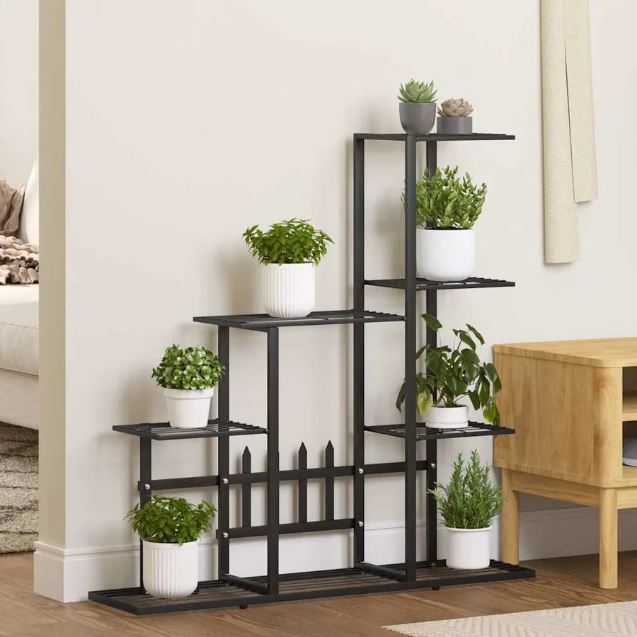 Support pour plantes 94,5x25x88 cm Noir Métal