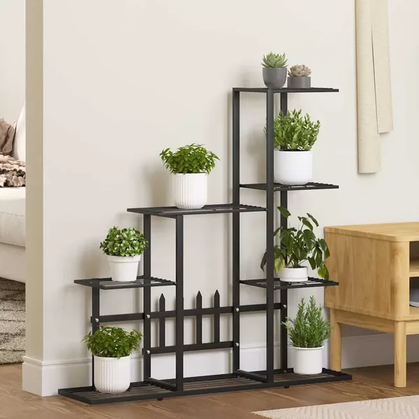 Support pour plantes 94,5x25x88 cm Noir Métal