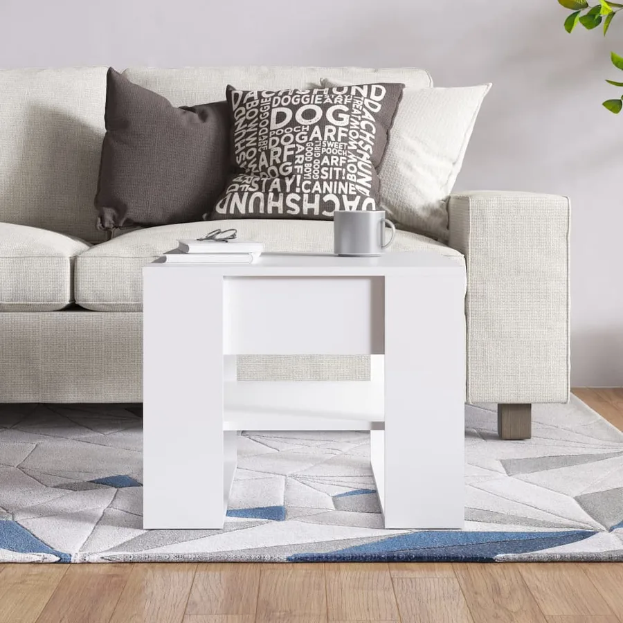 Table basse blanc 55,5x55x45 cm bois d'ingénierie - 5