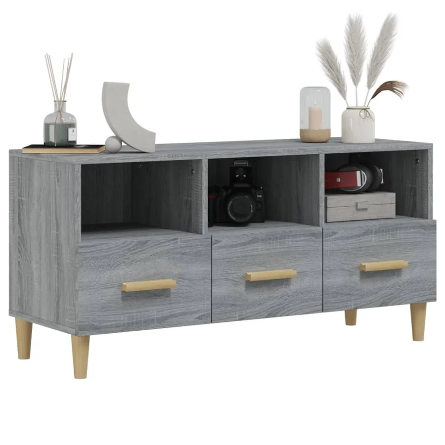 Meuble TV Sonoma gris 102x36x50 cm Bois d'ingénierie - 4